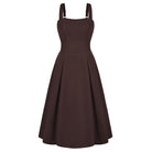 belle poque Women's Midi Dress Semi Formal Elegant Dress for Cocktail Party with Pockets Brown