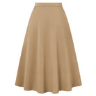 belle poque 1980s Vintage A-Line Midi Skirt Work Business Skirts with Pockets Light Brown