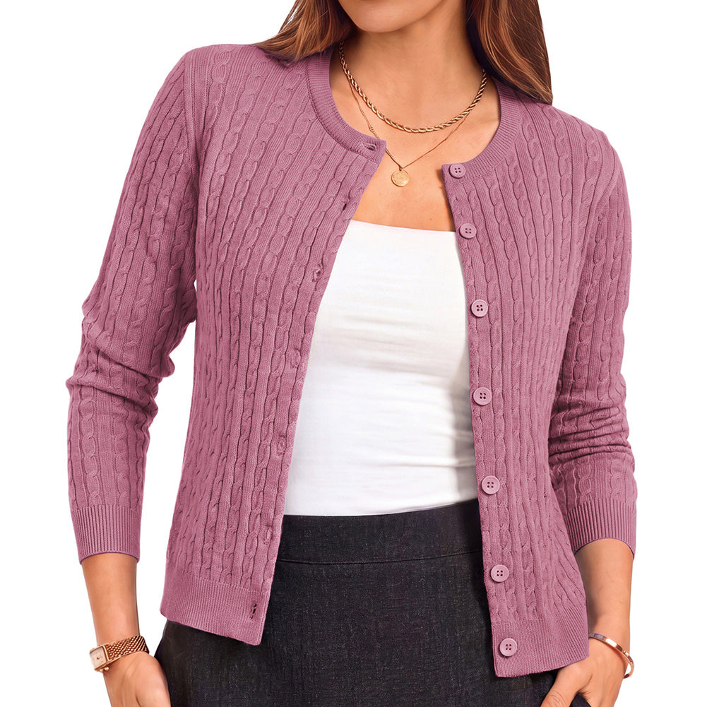 belle poque Belle Poque Women Fall Cardigan Sweater Button Up Cropped Cardigan Lightweight Crew Neck Sweater 2026