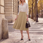 belle poque 1980s Vintage A-Line Midi Skirt Work Business Skirts with Pockets