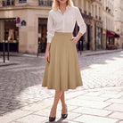 belle poque 1980s Vintage A-Line Midi Skirt Work Business Skirts with Pockets