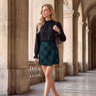 belle poque 1980s Vintage Women's Plaid Skirt Fall Mini Skirt for Outgoing