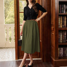 belle poque Women Vintage Swing Skirt Mid-Calf Length A-Line Skirt
