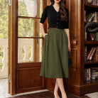 belle poque Women Vintage Swing Skirt Mid-Calf Length A-Line Skirt