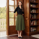 belle poque Women Vintage Swing Skirt Mid-Calf Length A-Line Skirt
