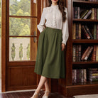 belle poque Women Vintage Swing Skirt Mid-Calf Length A-Line Skirt