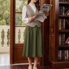 belle poque Women Vintage Swing Skirt Mid-Calf Length A-Line Skirt