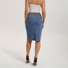 belle poque 2026 Women's Denim Skirt Knee Length Jean Skirt with Pockets