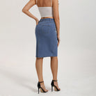 belle poque 2026 Women's Denim Skirt Knee Length Jean Skirt with Pockets