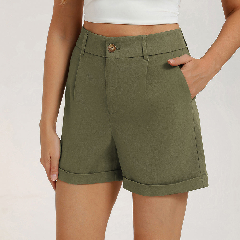 belle poque 2026 Women Vintage 100% Cotton Shorts Wide Leg Shorts with Pockets