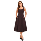 belle poque Women's Midi Dress Semi Formal Elegant Dress for Cocktail Party with Pockets