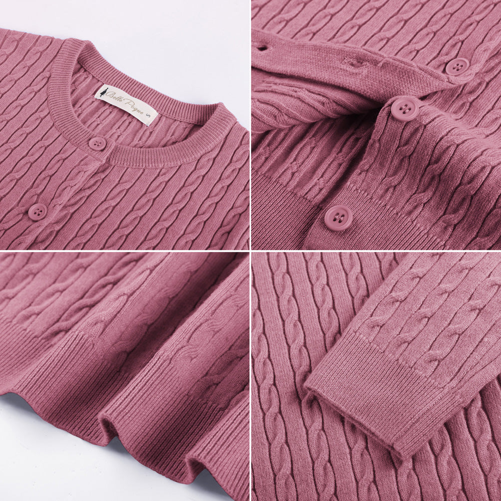 belle poque Belle Poque Women Fall Cardigan Sweater Button Up Cropped Cardigan Lightweight Crew Neck Sweater 2026
