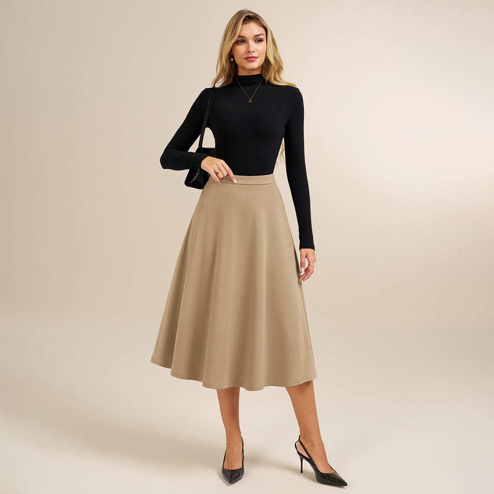 belle poque 1980s Vintage A-Line Midi Skirt Work Business Skirts with Pockets