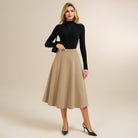 belle poque 1980s Vintage A-Line Midi Skirt Work Business Skirts with Pockets