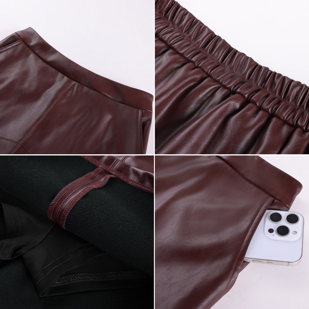 belle poque Women's Leather Mini Skirt with Pockets for Going Out Business Holidays