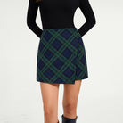 belle poque 1980s Vintage Women's Plaid Skirt Fall Mini Skirt for Outgoing