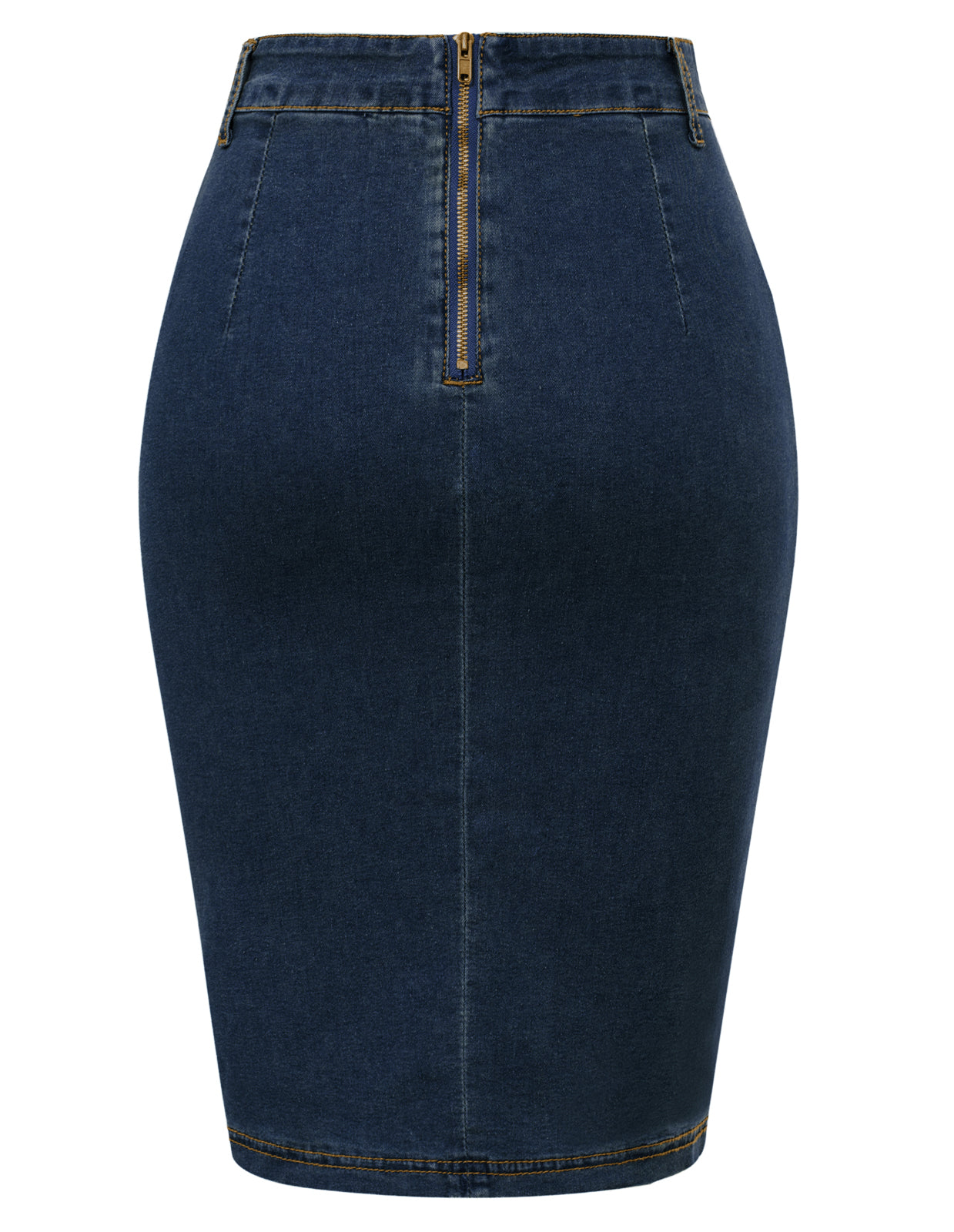 belle poque Vintage Jean Skirt with Belt High Waist Ruched Front Bodycon Skirt