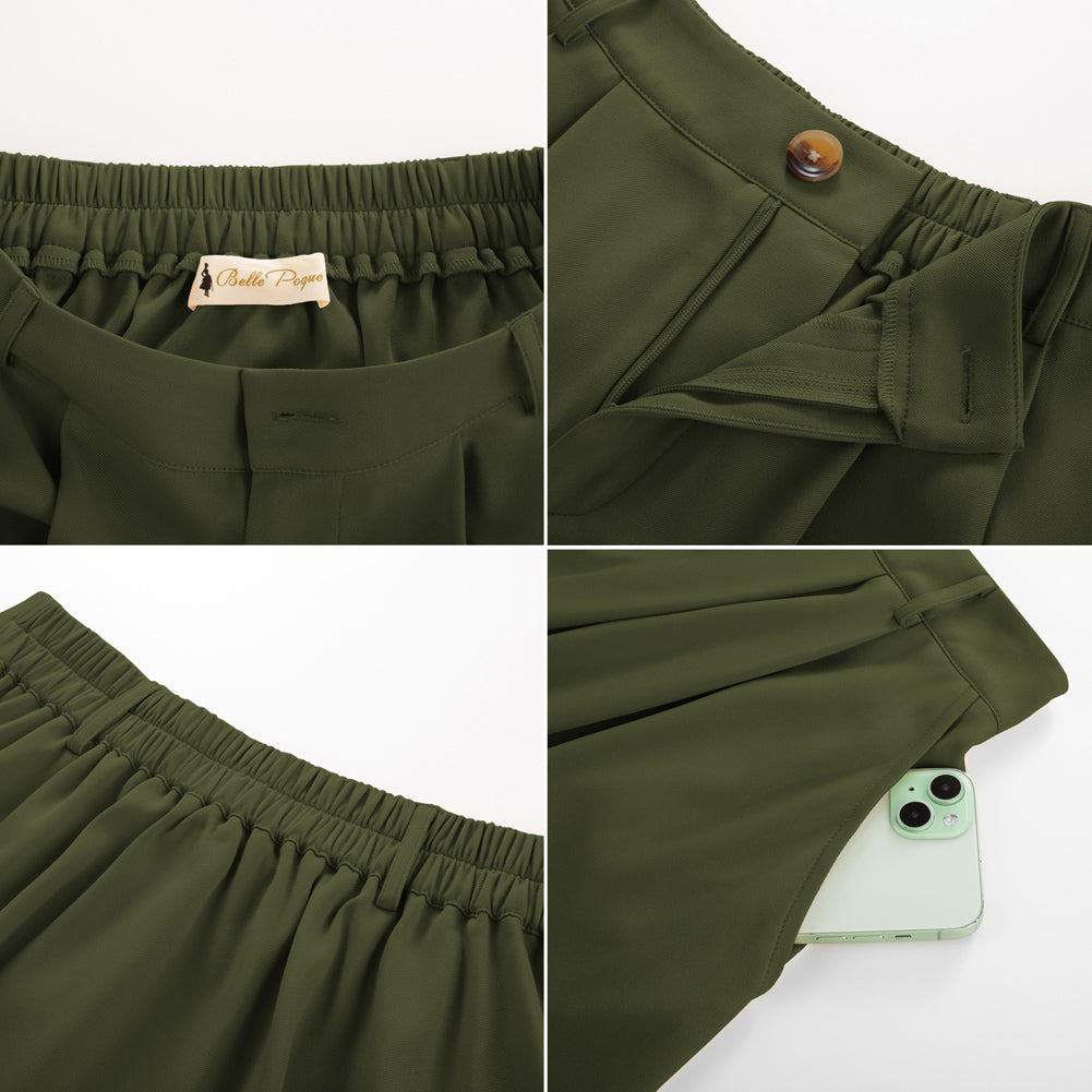 belle poque Women Vintage Swing Skirt Mid-Calf Length A-Line Skirt