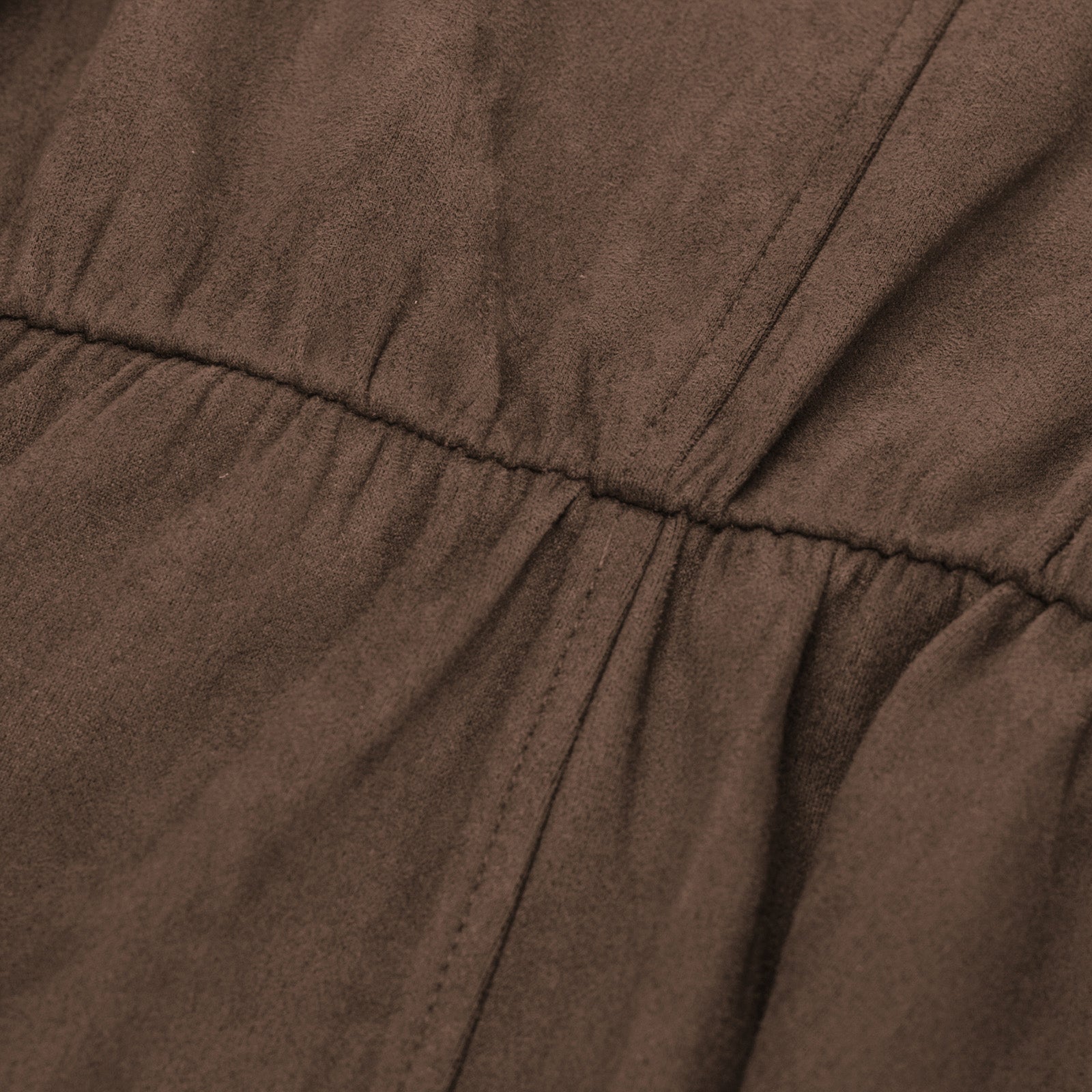 belle poque Vintage Faux Suede Dress Sleeveless V-Neck Elastic Waist A-Line Dress