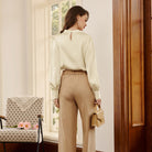 belle poque Womens Long Sleeve Satin Blouse Dressy Casual Business Tops Shirts for Office Work