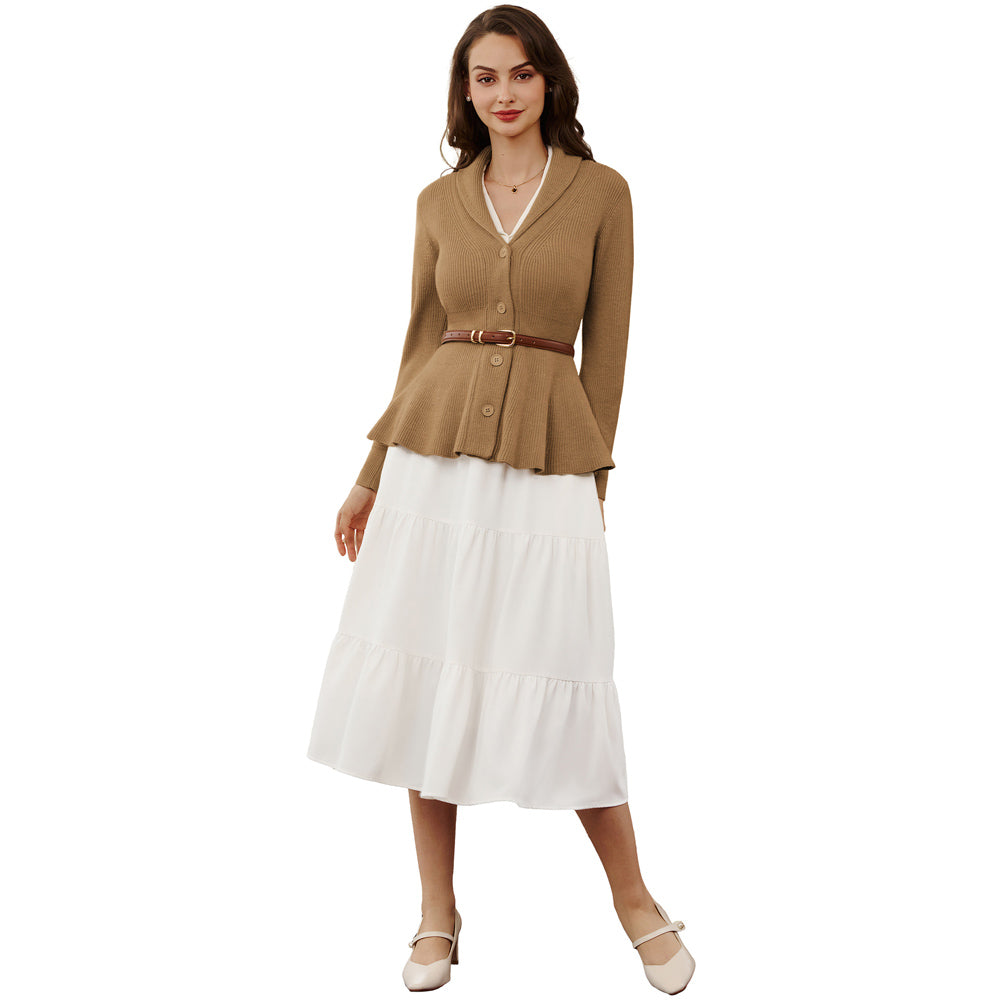 belle poque Vintage Cardigan Sweater Shawl Lapel Button Down Sweater Outwear Coat