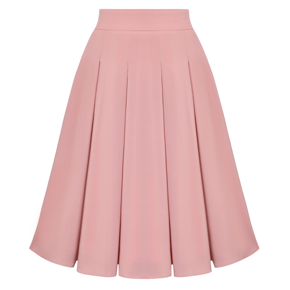 belle poque 2026 Women Spring Vintage Chiffon Skirt Below Knee Flared A-Line Skirt Pink