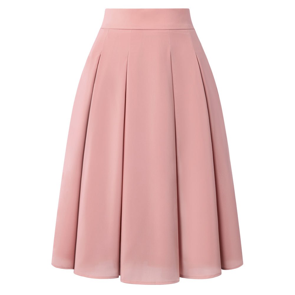 belle poque 2026 Women Spring Summer Vintage Chiffon Flared A-Line Skirt Pink