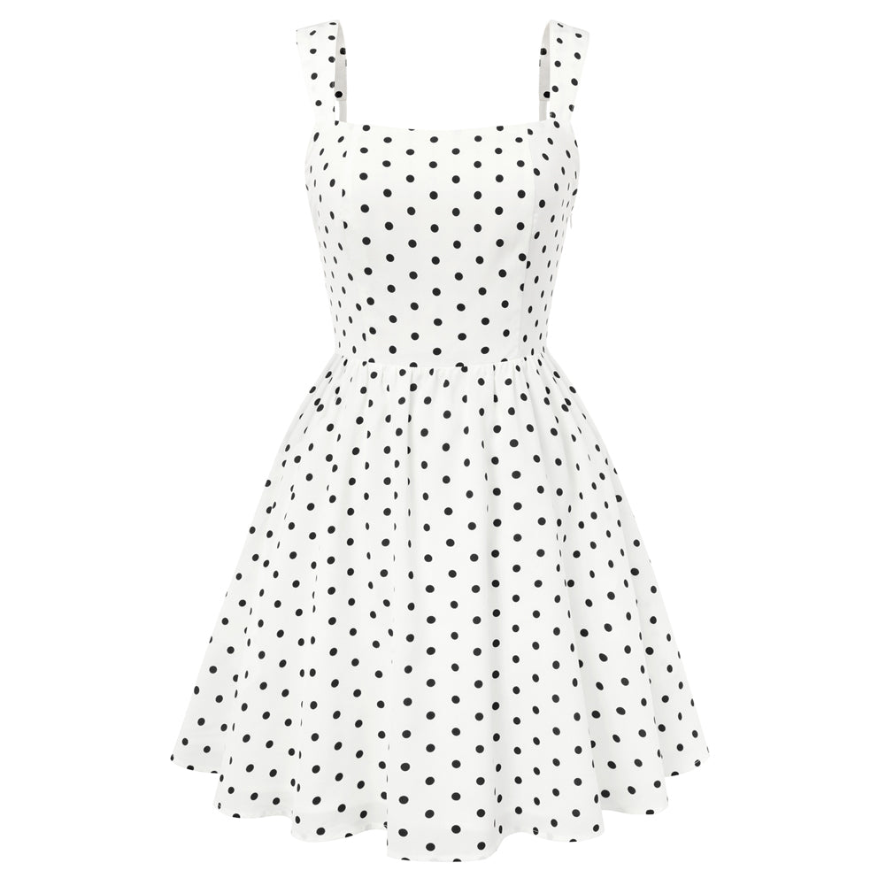 Women Vintage Polka-Dots Date Dress Semi-Formal Mini Dress