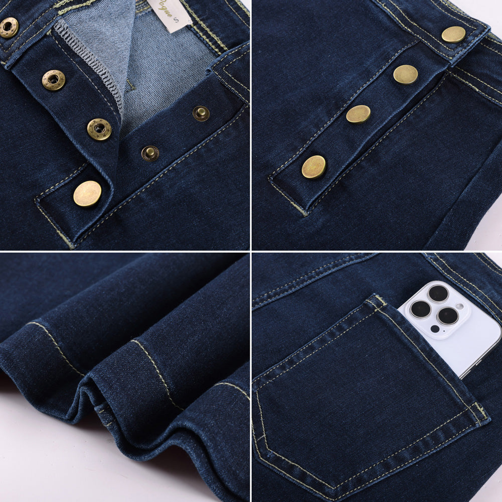 belle poque 1980s Vintage Women Denim Mini Skirt Jean Skirts for with Pockets