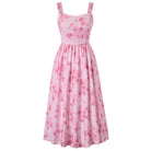 belle poque Women's Floral Midi Sundress with Pockets Spring Summer Dresses for Wedding Guest Pink