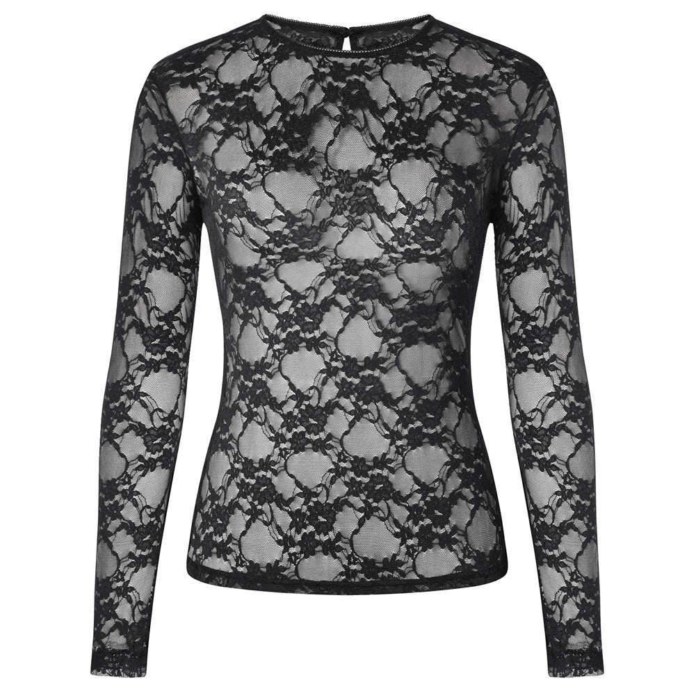 Mesh Long Sleeve Tops for Women Sexy Lace Shirts Party Outfits