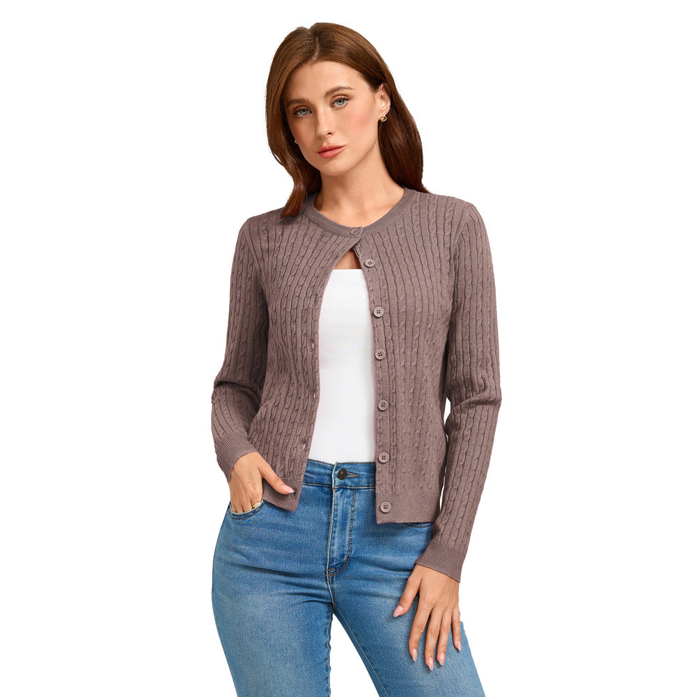 belle poque Belle Poque Women Fall Cardigan Sweater Button Up Cropped Cardigan Lightweight Crew Neck Sweater 2026