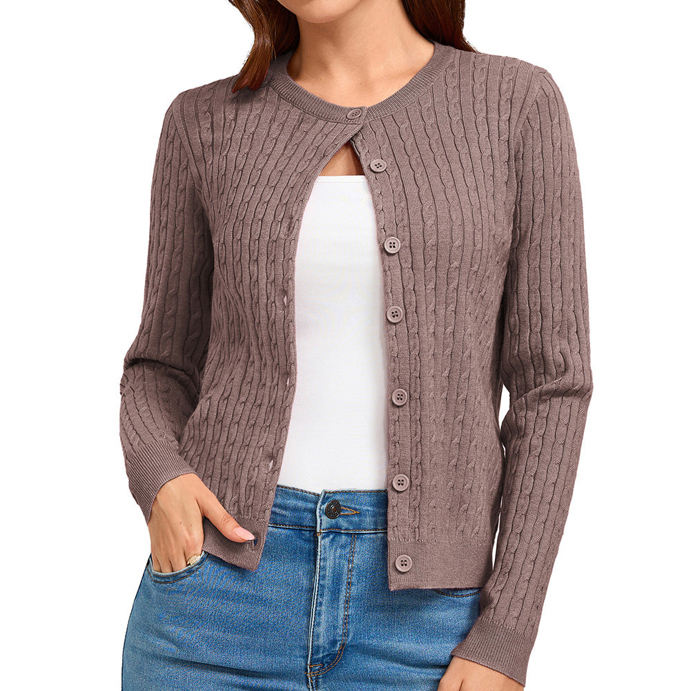 belle poque Belle Poque Women Fall Cardigan Sweater Button Up Cropped Cardigan Lightweight Crew Neck Sweater 2026