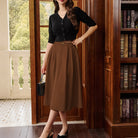 belle poque Women Vintage Swing Skirt Mid-Calf Length A-Line Skirt