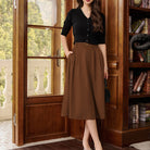 belle poque Women Vintage Swing Skirt Mid-Calf Length A-Line Skirt
