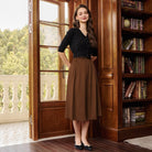 belle poque Women Vintage Swing Skirt Mid-Calf Length A-Line Skirt