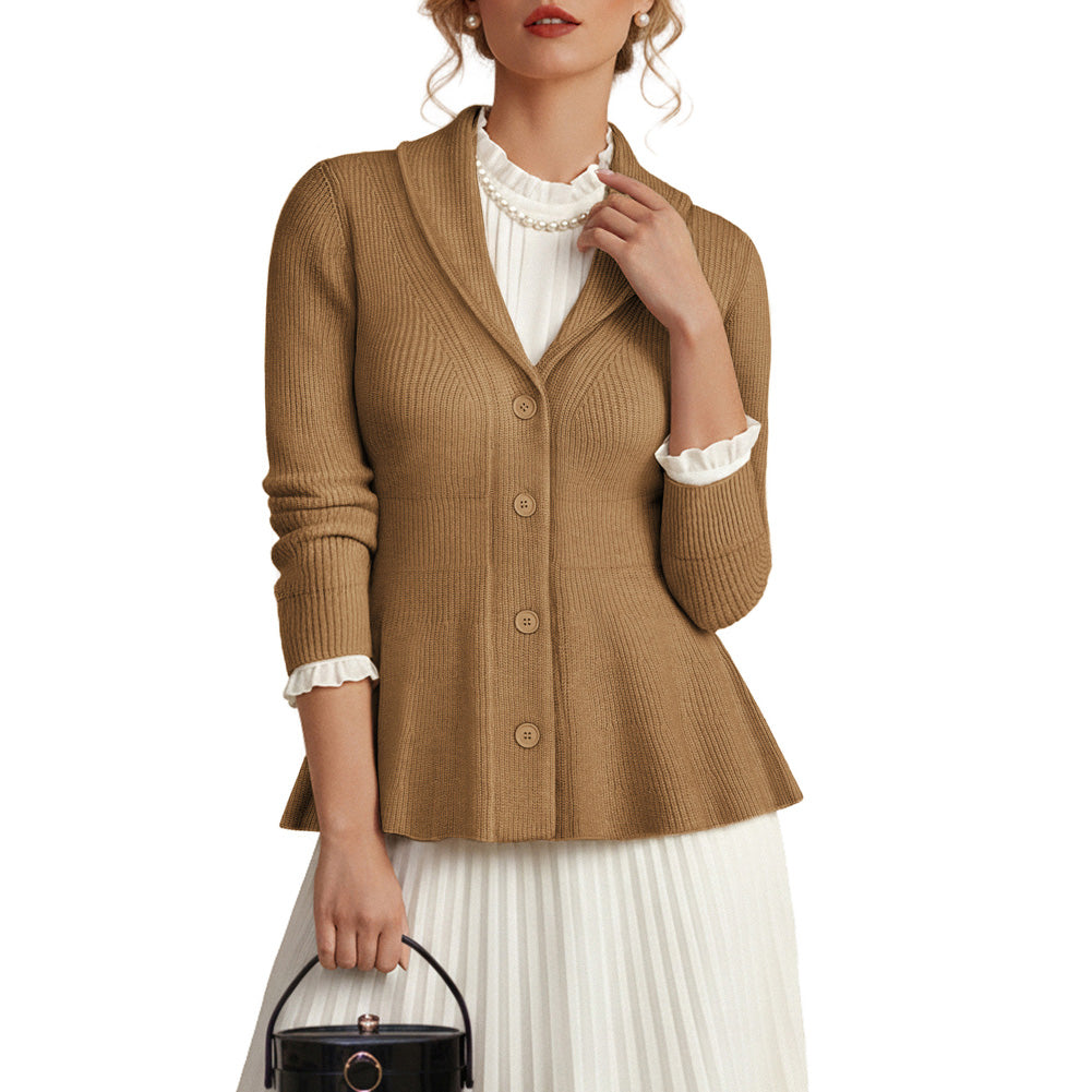 belle poque Vintage Cardigan Sweater Shawl Lapel Button Down Sweater Outwear Coat