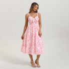 belle poque 2026 Womens Summer Dresses Floral Corset Dress Tie Front Cottagecore Dress