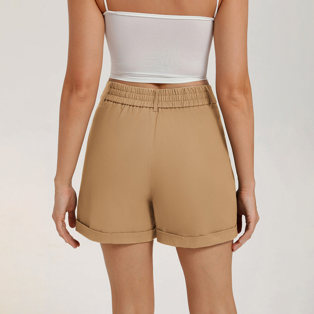 belle poque 2026 Women Vintage 100% Cotton Shorts Wide Leg Shorts with Pockets