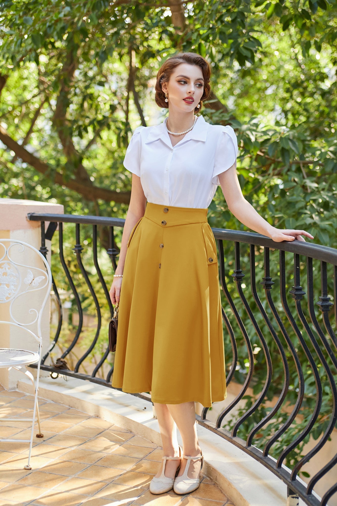 belle poque Vintage A-Line Skirt Midi Skirt Casual Skirt High Waisted Midi Party Skirt Basic A-Line Skirt