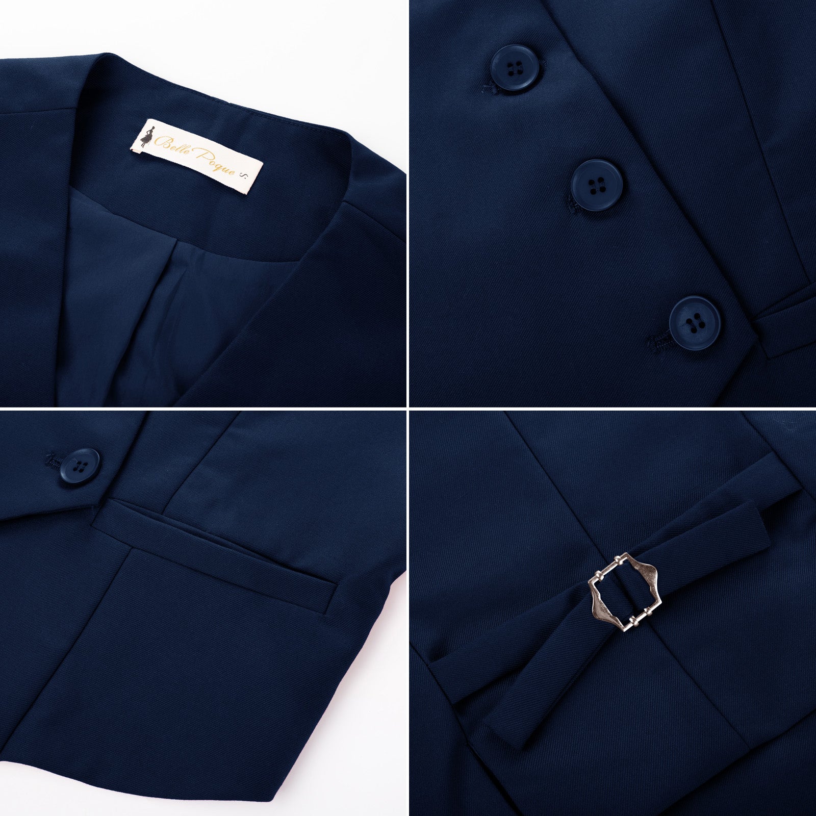 belle poque Vintage Oblique Placket Vest Coat V-Neck Handkerchief Hem Waistcoat