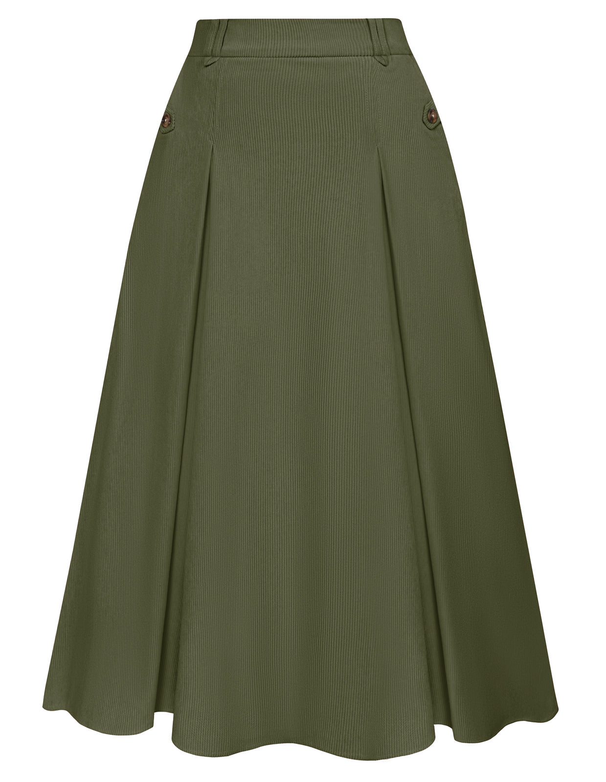 belle poque Vintage Swing Skirt Elastic Waist Flared A-Line Mid-Calf Skirt Green