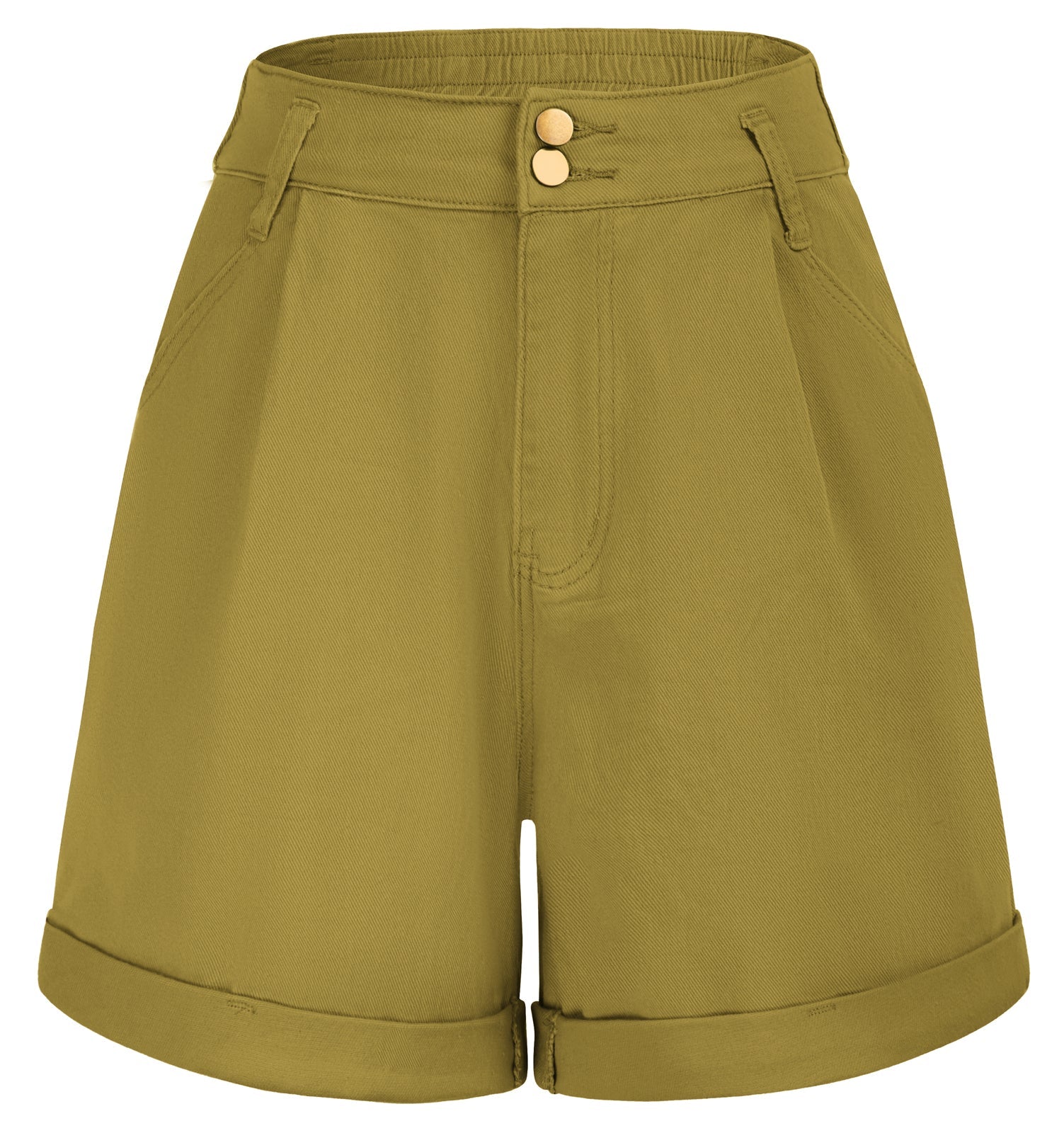 belle poque Bermuda Shorts Elastic Waist Wide Leg Shorts with Pockets & Belts