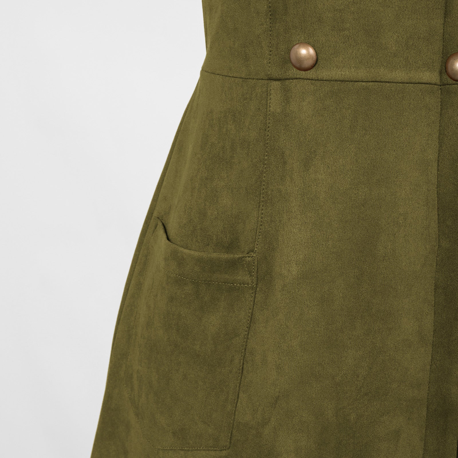 belle poque Vintage Faux Suede Dress Sleeveless V-Neck Elastic Waist A-Line Dress