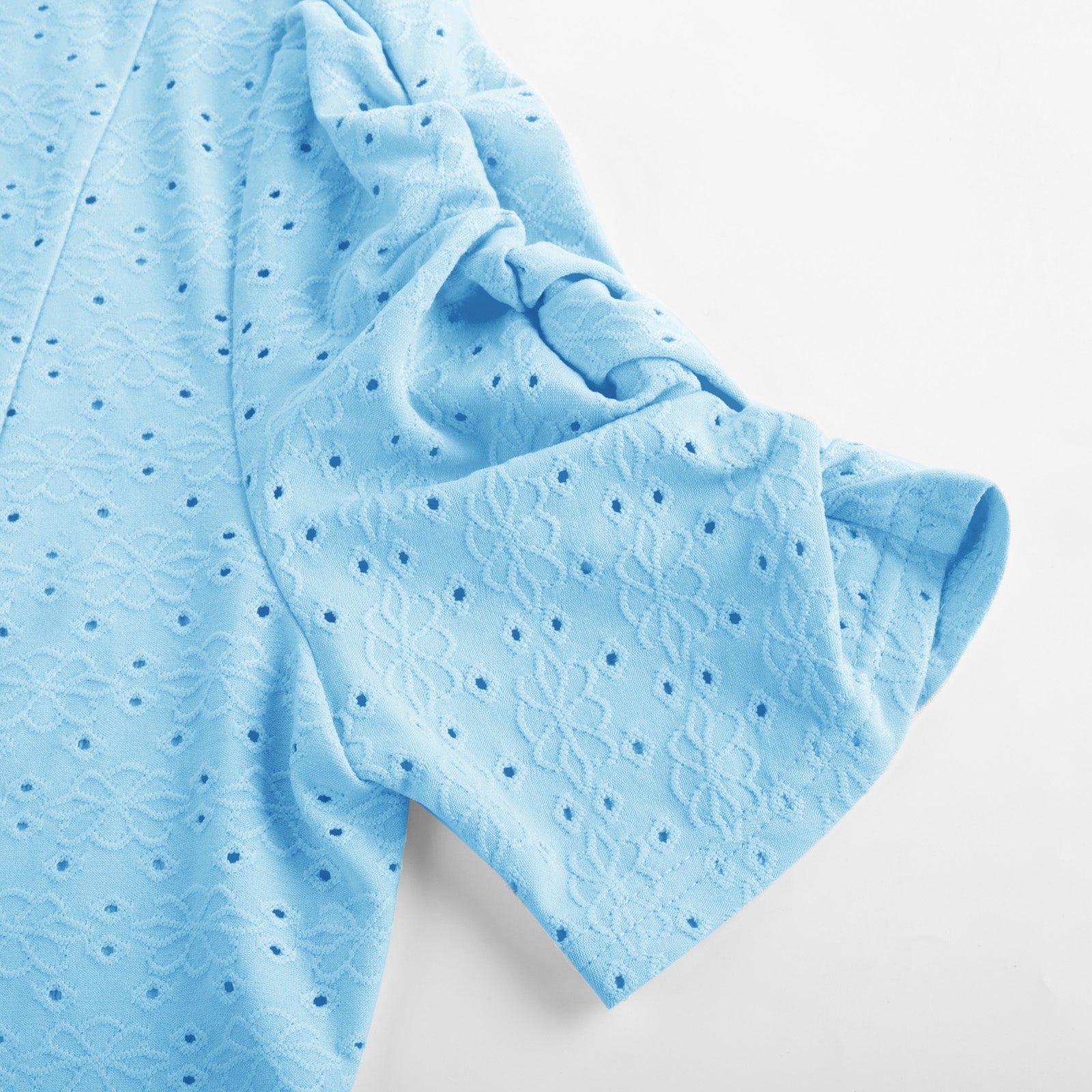 belle poque Women Vintage Hollowed-out Shrug Ruched Short Sleeve Open Front Tops