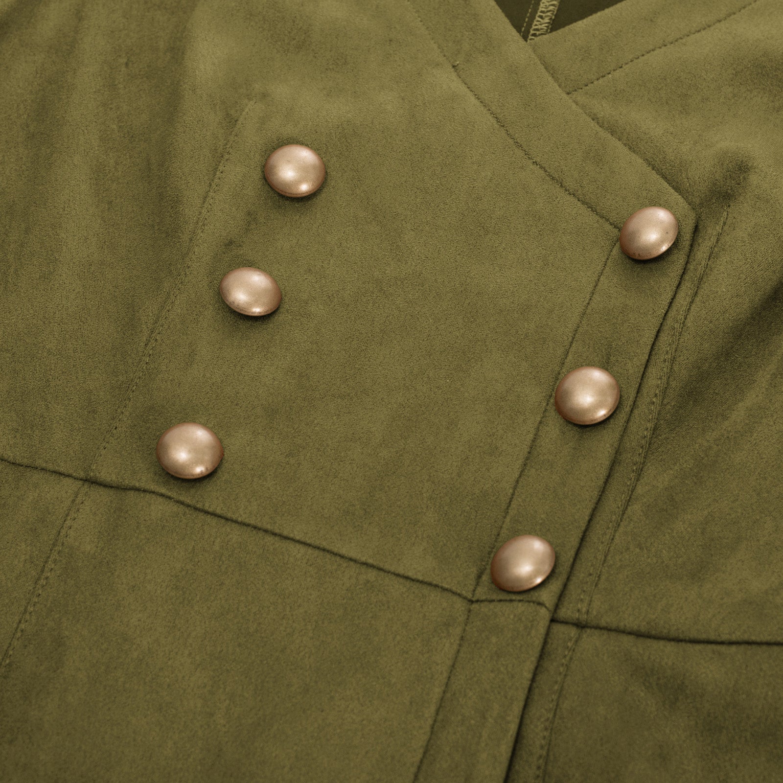 belle poque Vintage Faux Suede Dress Sleeveless V-Neck Elastic Waist A-Line Dress