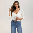 belle poque Women's Lace Cardigan Lightweight 3/4 Sleeve Button Down Cardigans