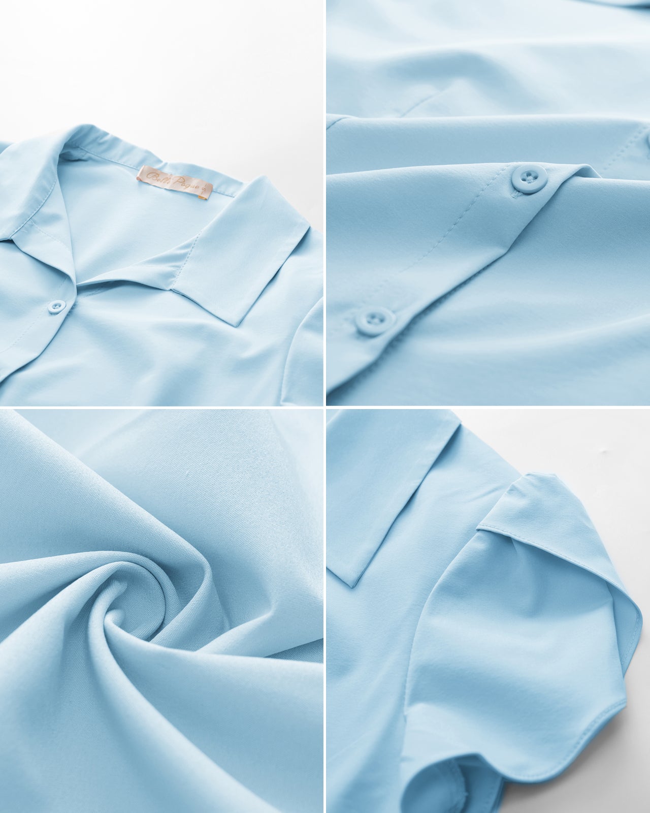 Belle Poque Camicetta Donna Con Maniche A Sbuffo: Girocollo, Vita Regolabile, Casual Estiva