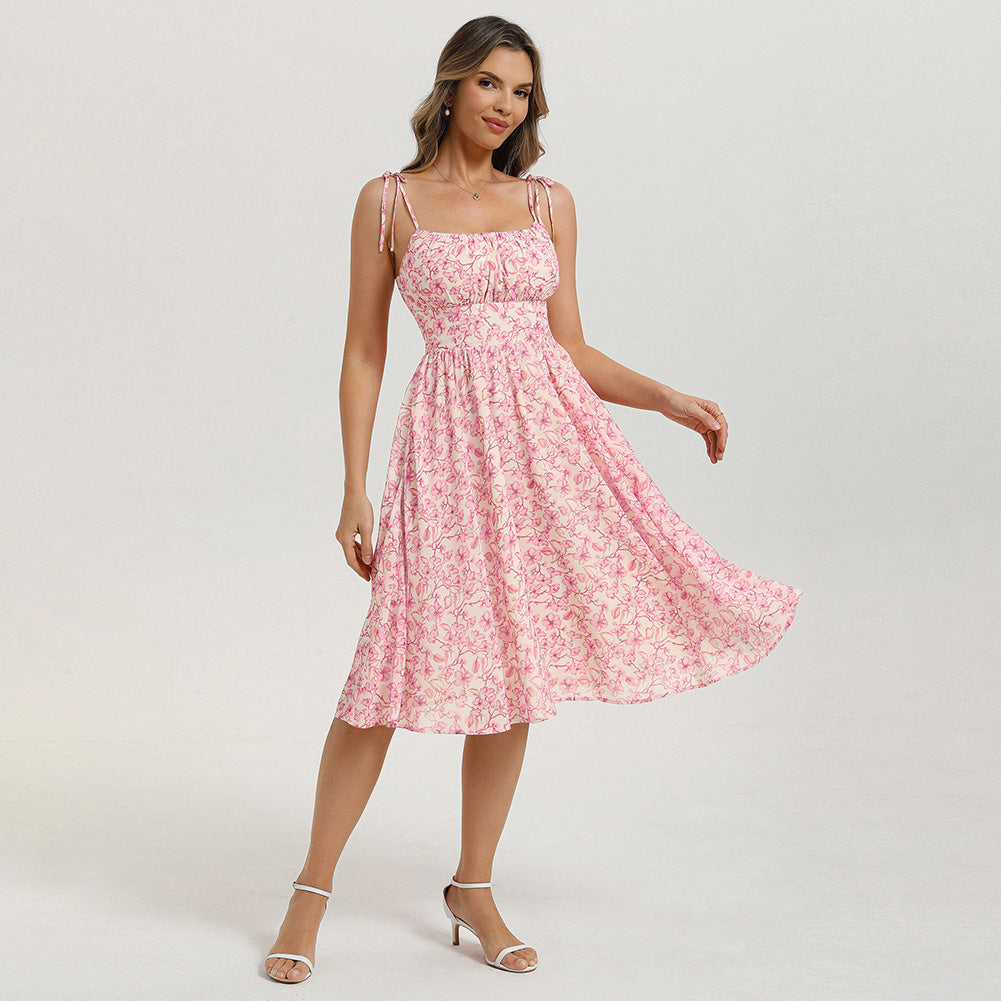 belle poque Floral Dress for Women Midi Sundress 2026 Summer Spring Casual Dresses with Pockets