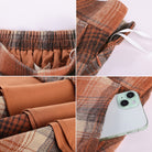 belle poque Women Vintage Plaided Swing Skirt Elastic Waist Mid-Calf Length A-Line Skirt